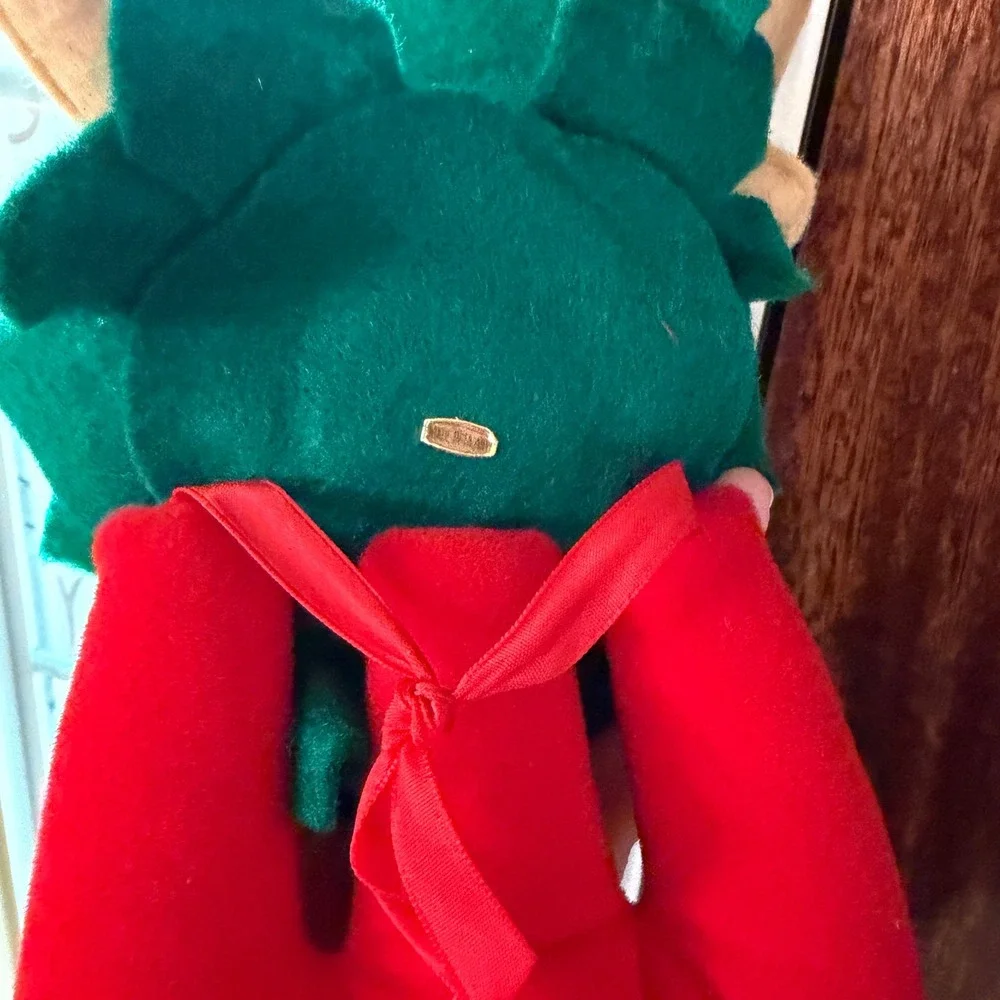 VTG Plush Reindeer Christmas Welcome Hanging Banner door sign felt fabric Xmas